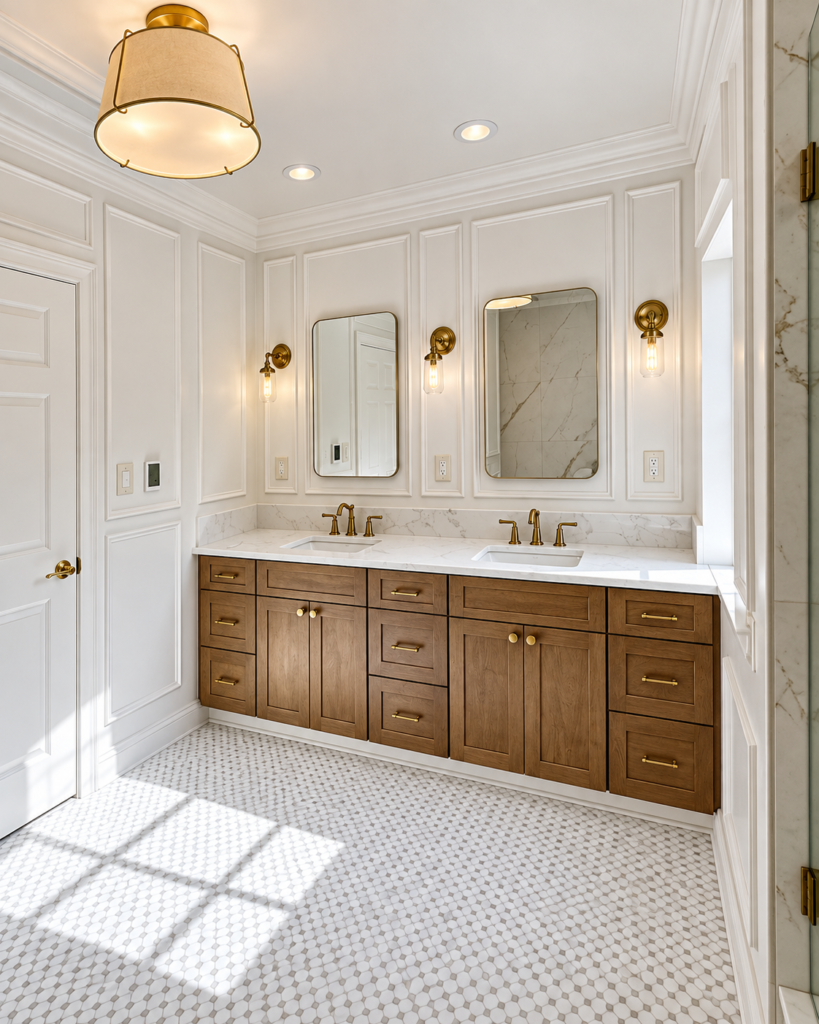 Luxury Bathroom Remodeling in Purchase NY | Custom Bathroom RenovationThis is stronger for Google than making the title purely artistic because it directly targets:Bathroom remodeling
Bathroom renovation
Purchase, NY
Custom/luxury bathroom
SEO Meta DescriptionExplore this custom bathroom renovation in Purchase, NY featuring a luxury wet room, walk-in shower, heated floors, smart toilet, custom vanity, marble-look tile and elegant gold finishes.